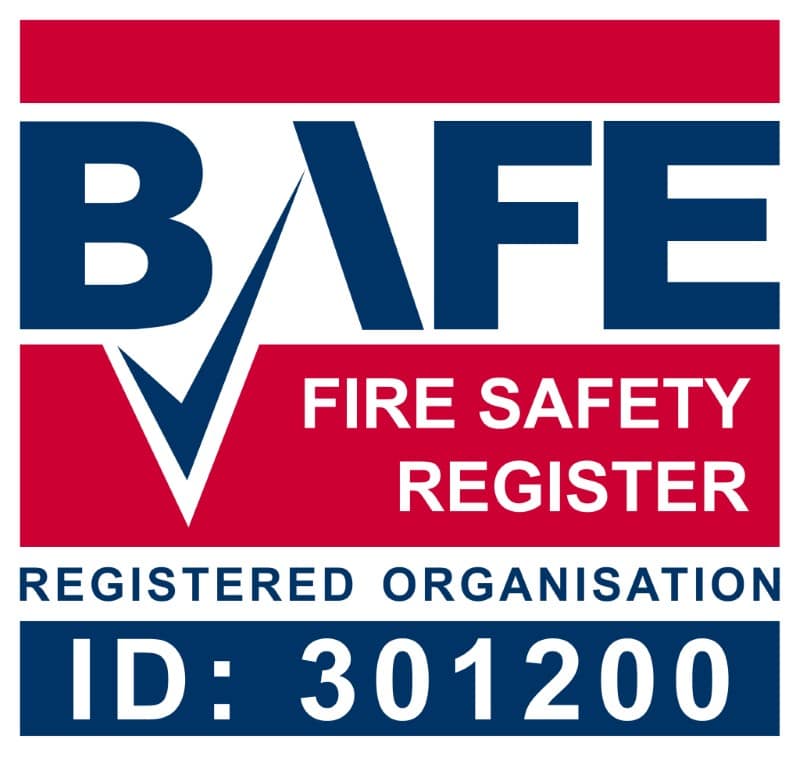 BAFE Fire Safety Register logo with registered organisation ID: 301200.