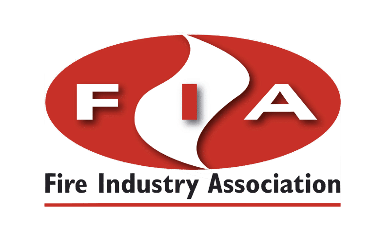 FIA logo with "Fire Industry Association" text and a white flame on a red oval background.